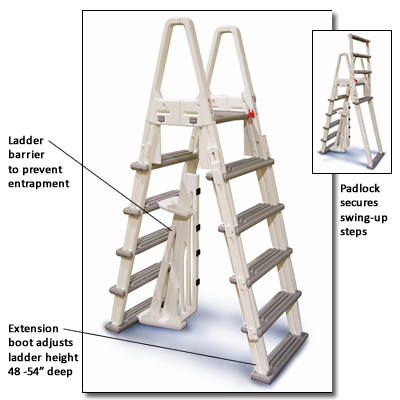 this heavy duty resin a frame ladder provides stable entry and exit for above ground steel wall pools with 48 54 high walls - Above Ground Pool Ladder this heavy duty resin a frame ladder provides stable entry and exit for above ground steel wall pools with 48 54 high walls - Above Ground Pool Ladder