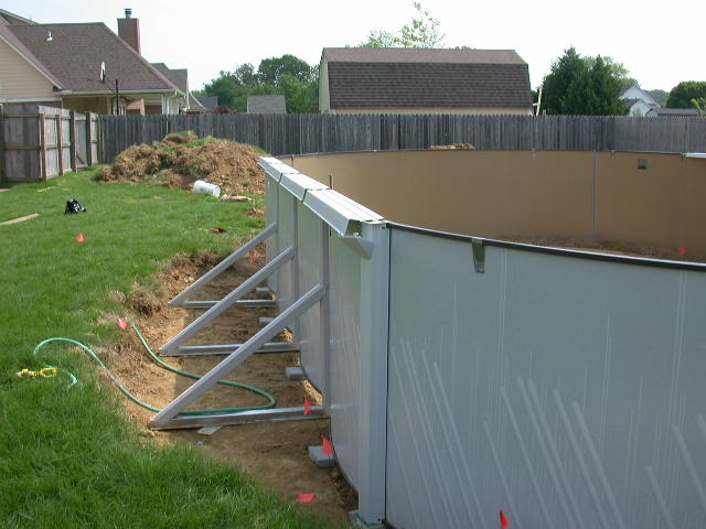 Above Ground Deeper Oval Pool Installation Install The Pool Wall As Indicated In Oval Installation Manual Step 9 Use Patio Blocks Or Bricks To Level Track If Needed