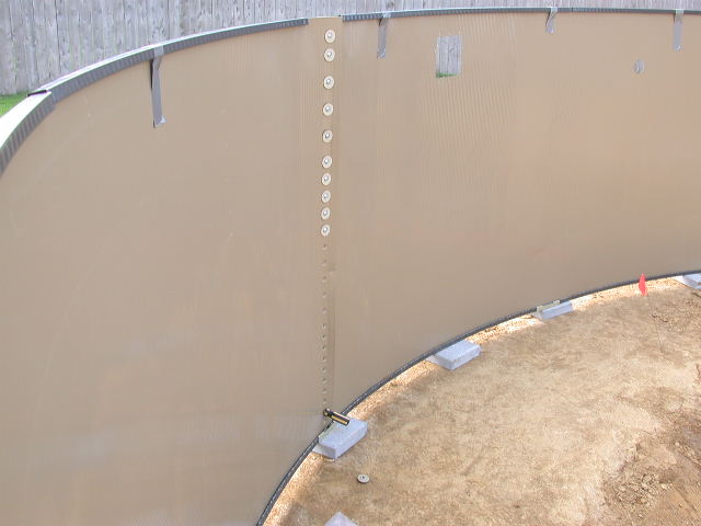 Above Ground Deeper Oval Pool Installation Install The Pool Wall As Indicated In Oval Installation Manual Step 9 Use Patio Blocks Or Bricks To Level Track If Needed