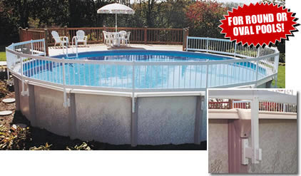 above ground pool with fence and deck