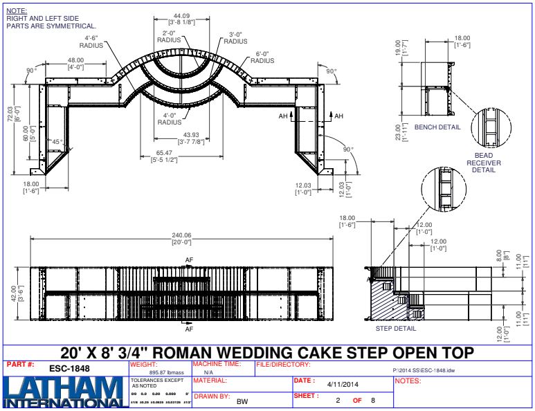 20' Wide Radius Roman End (8R) with Wedding Cake Step