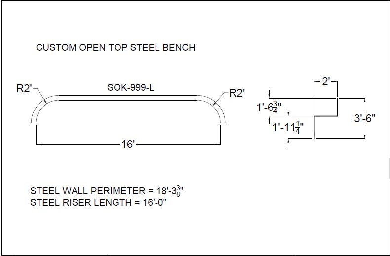 16' Straight Bench (24" Radius)