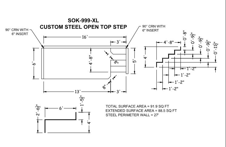 16' Wide Steel 48" Wall 6' x 13' Sundeck with 3' Left step ESC-9905