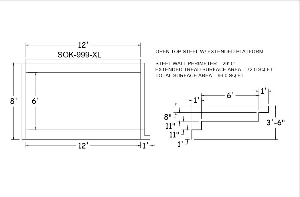 8'x12' Open top step w/ Sundeck - Flush Left Side 42" wall