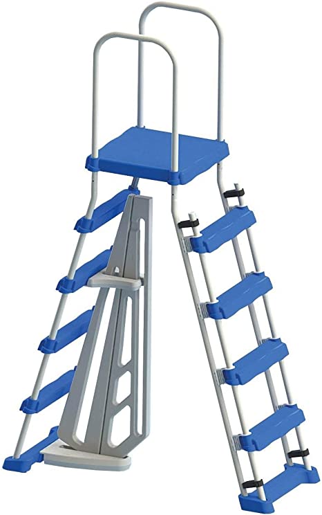 Swimline 48"-52" Above Ground Pool Wall A-Frame Entry Ladder with Safety Barrier