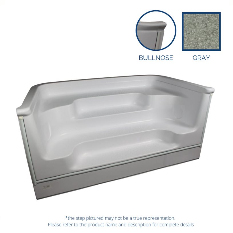 ALPS 8' Straight Front Square Back Bullnose Step - Gray Granite