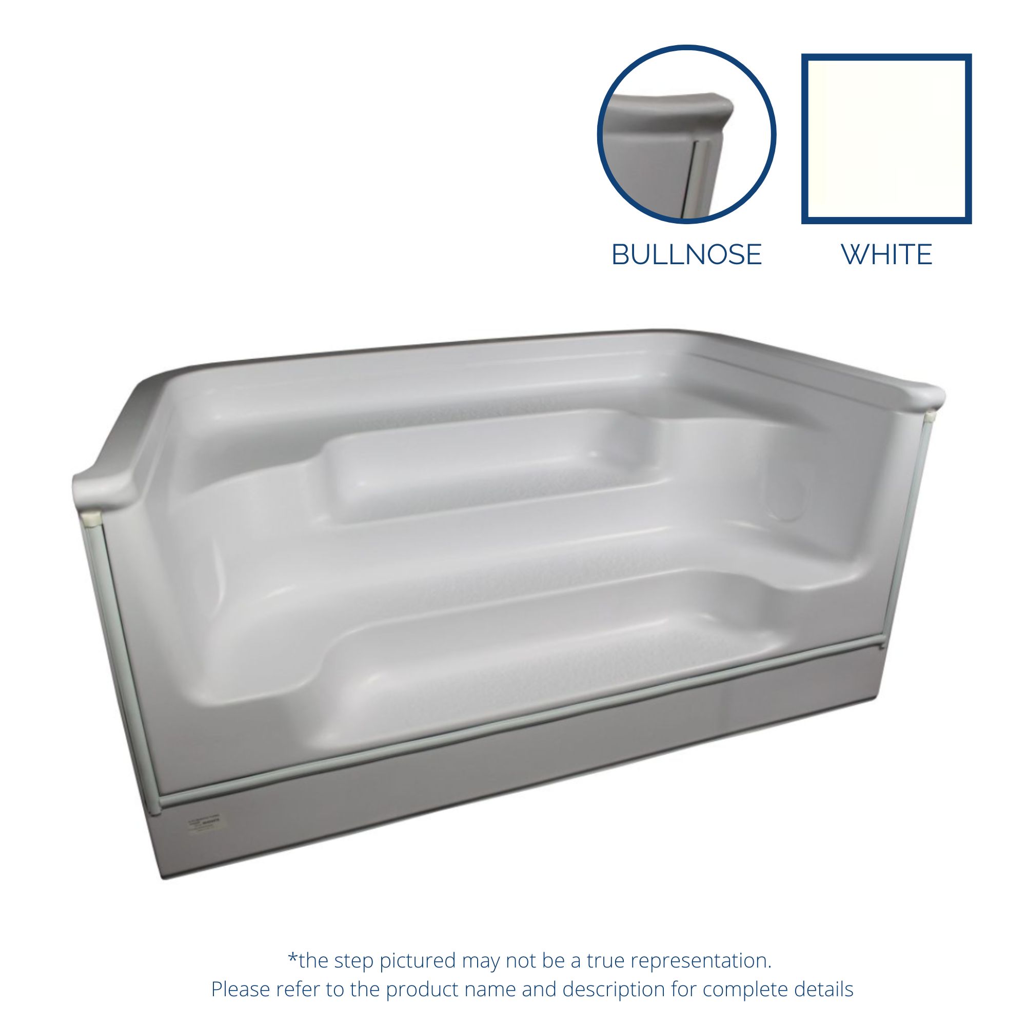 ALPS 8' Straight Front Square Back Bullnose Step - White