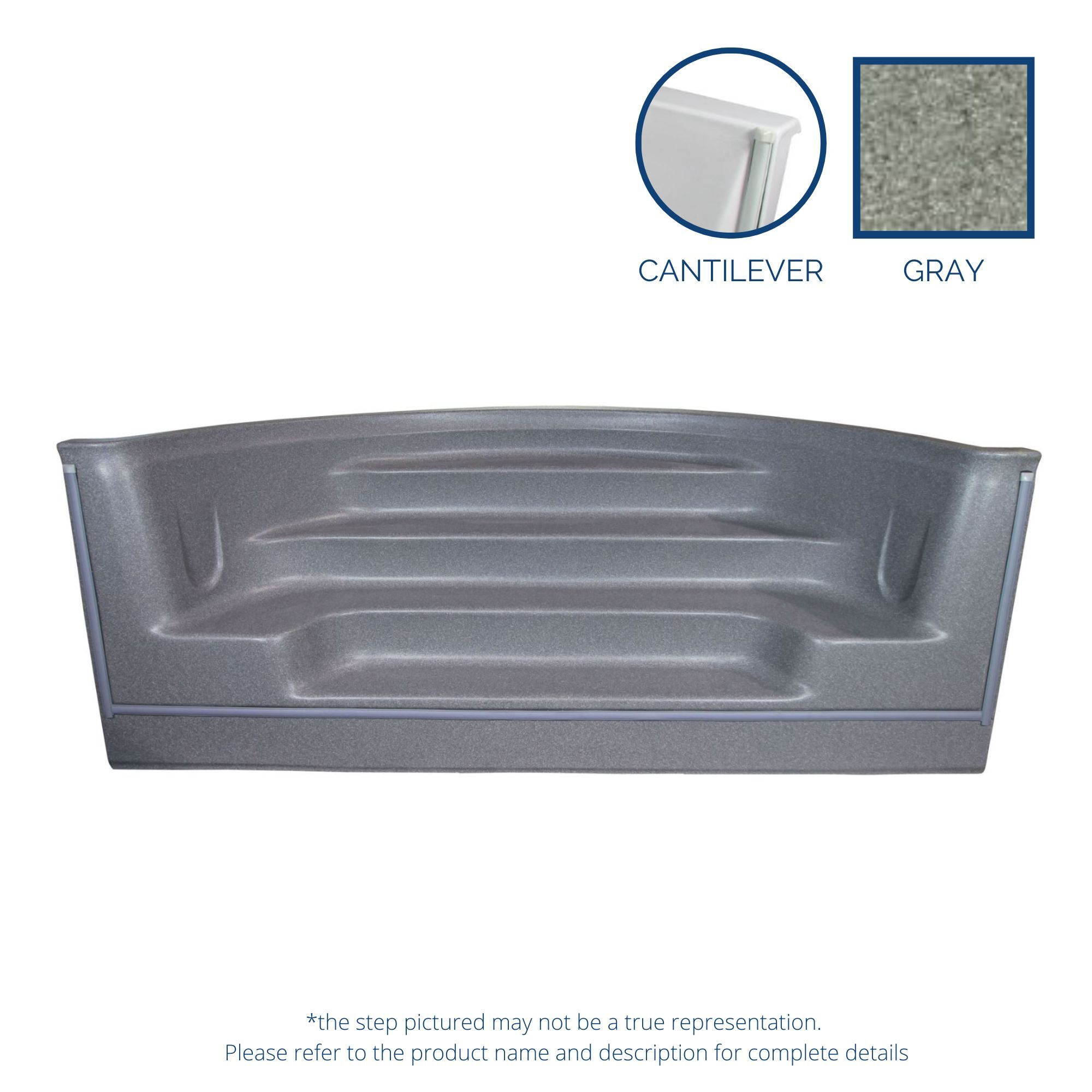 ALPS 10' Straight Front Roman Back Cantilever Step - Gray Granite