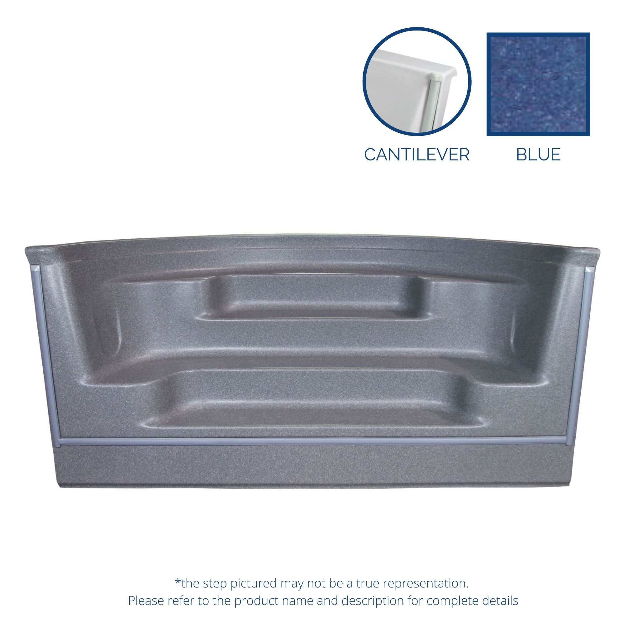 8' Straight Front Blue Scuffed Roman Back Step Cantilever Alps