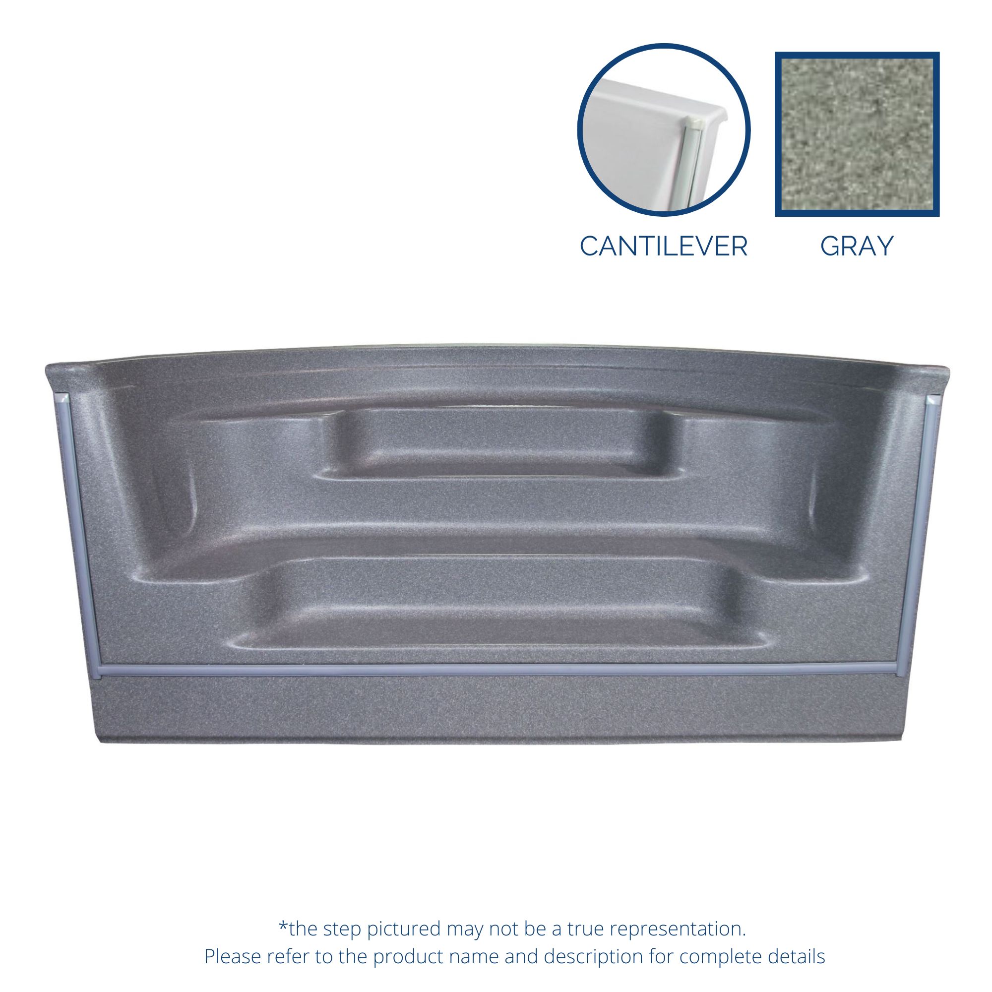 8' Straight Front Gray Granite Roman Back Step Cantilever Alps