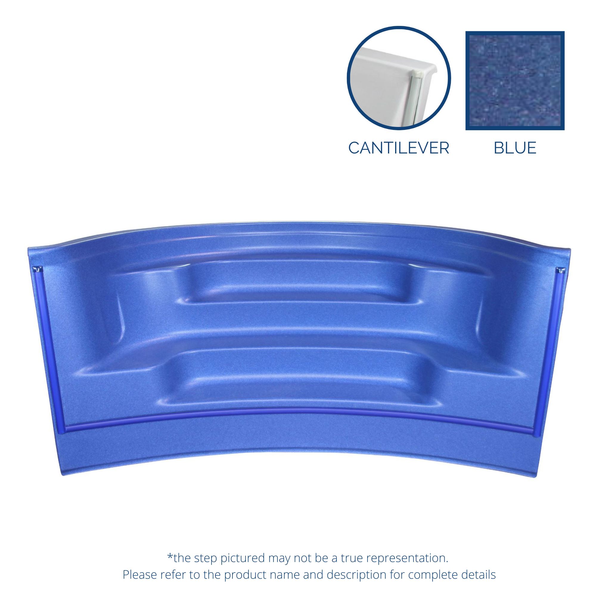 8'x9' Radius Front Roman Back Step Blue Scuff Cantilever Alps (No Jets)