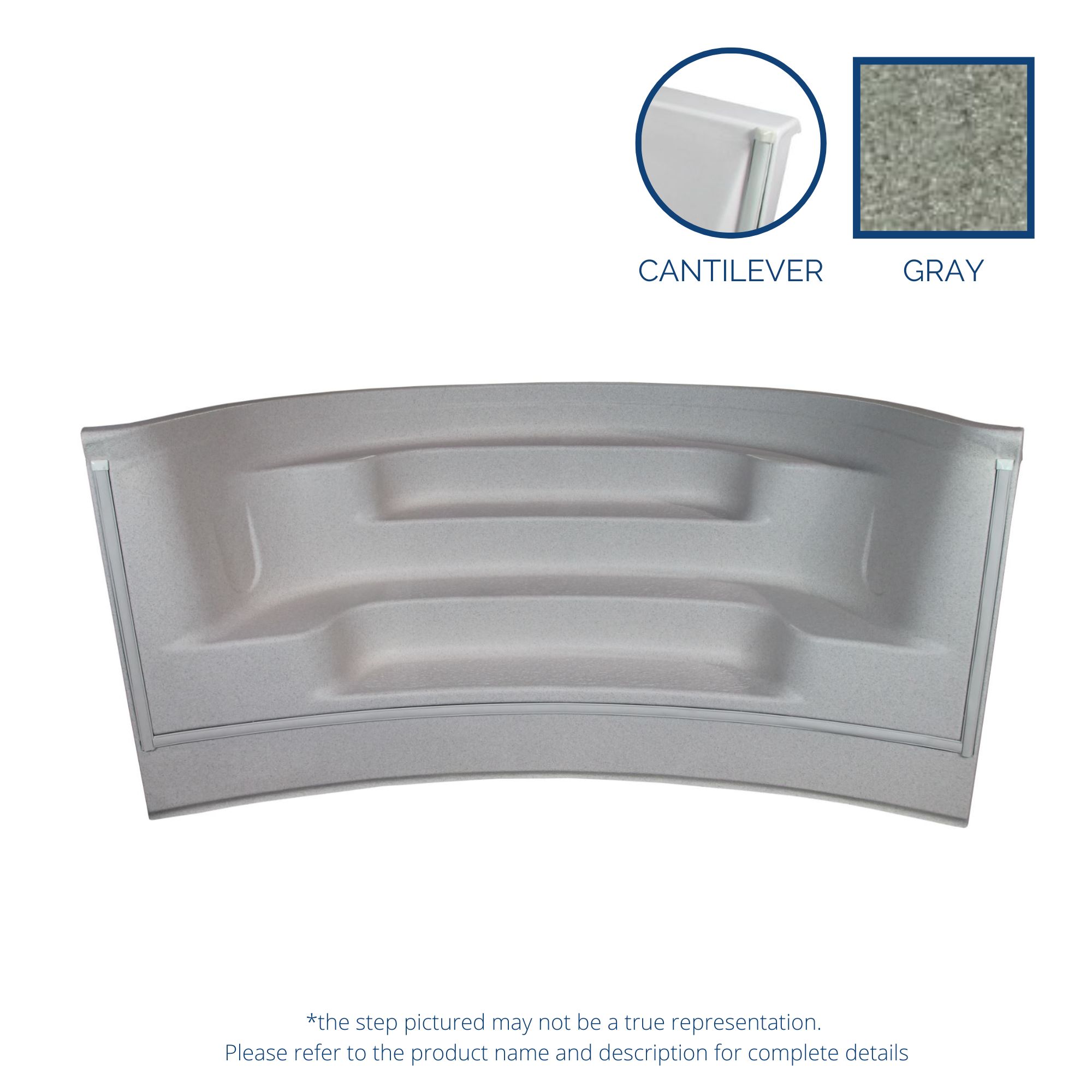 8'x9' Radius Front Roman Back Step Gray Scuffed Cantilever Alps (No Jets)