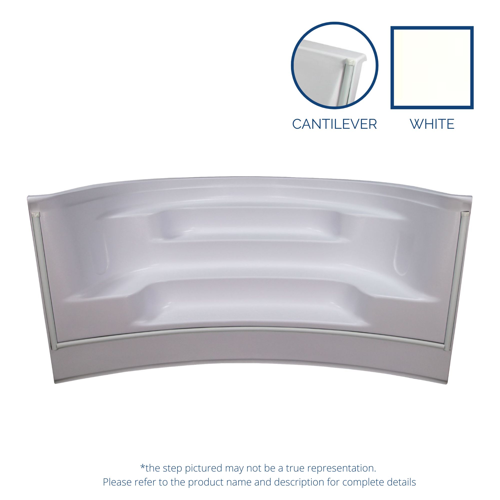 8'x9' Radius Front Roman Back Step White Cantilever Alps (No Jets)