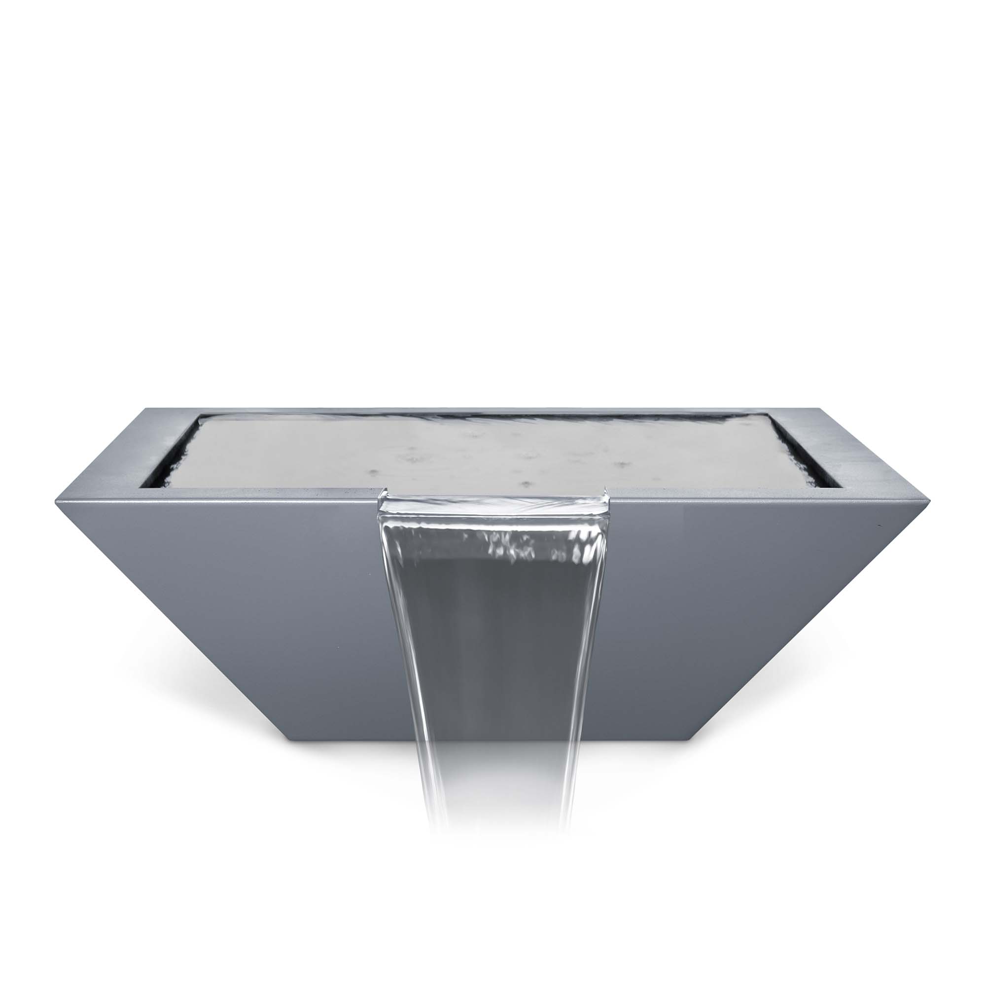 30" Maya Powder Coated Bowl with Water Spillway - Silver Vein - Bowl With Spillway