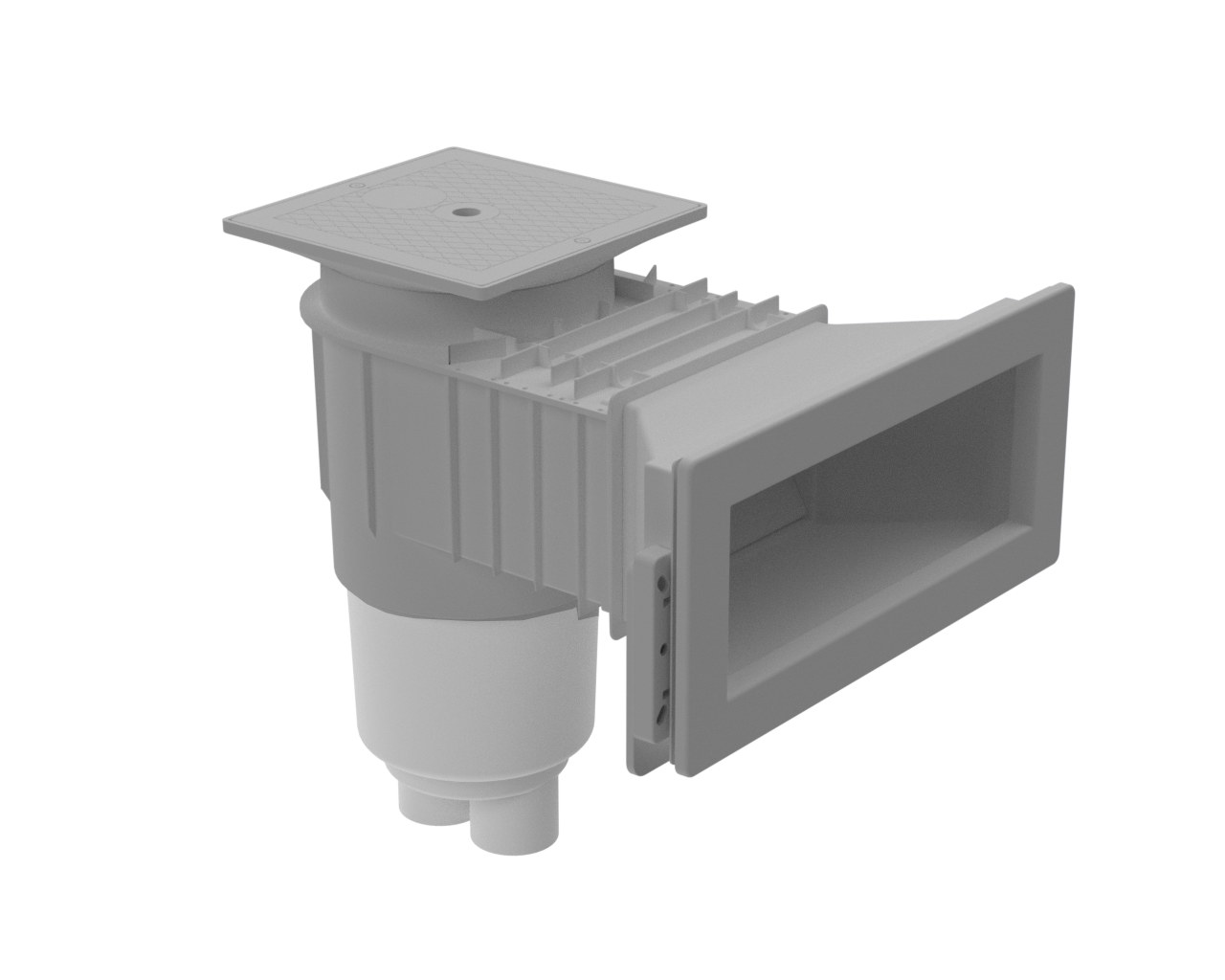 AquaStar Wide Mouth Skimmer with Square Lid- Light Gray