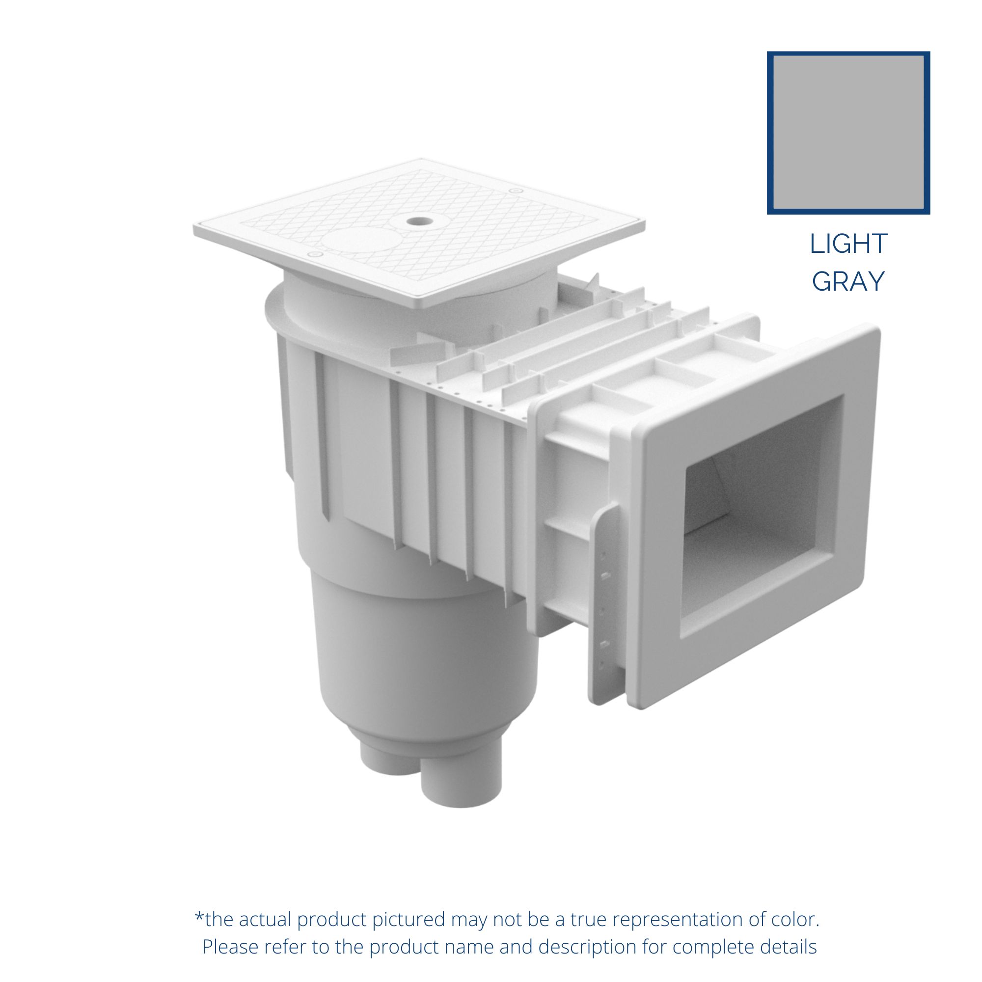 AquaStar Standard Mouth Skimmer with Square Lid - Light Gray