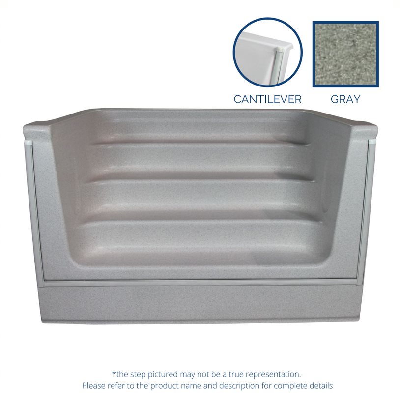 ALPS 6' Straight Front Square Back Cantilever Step - Gray Granite