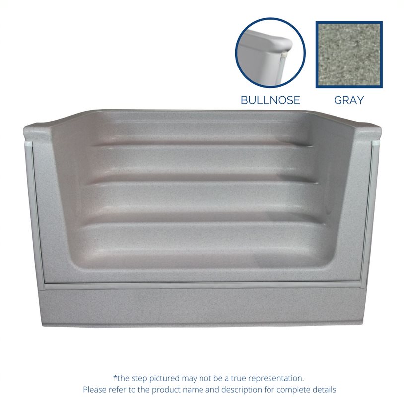 ALPS 6' Straight Front Square Back Bullnose Step - Gray Granite