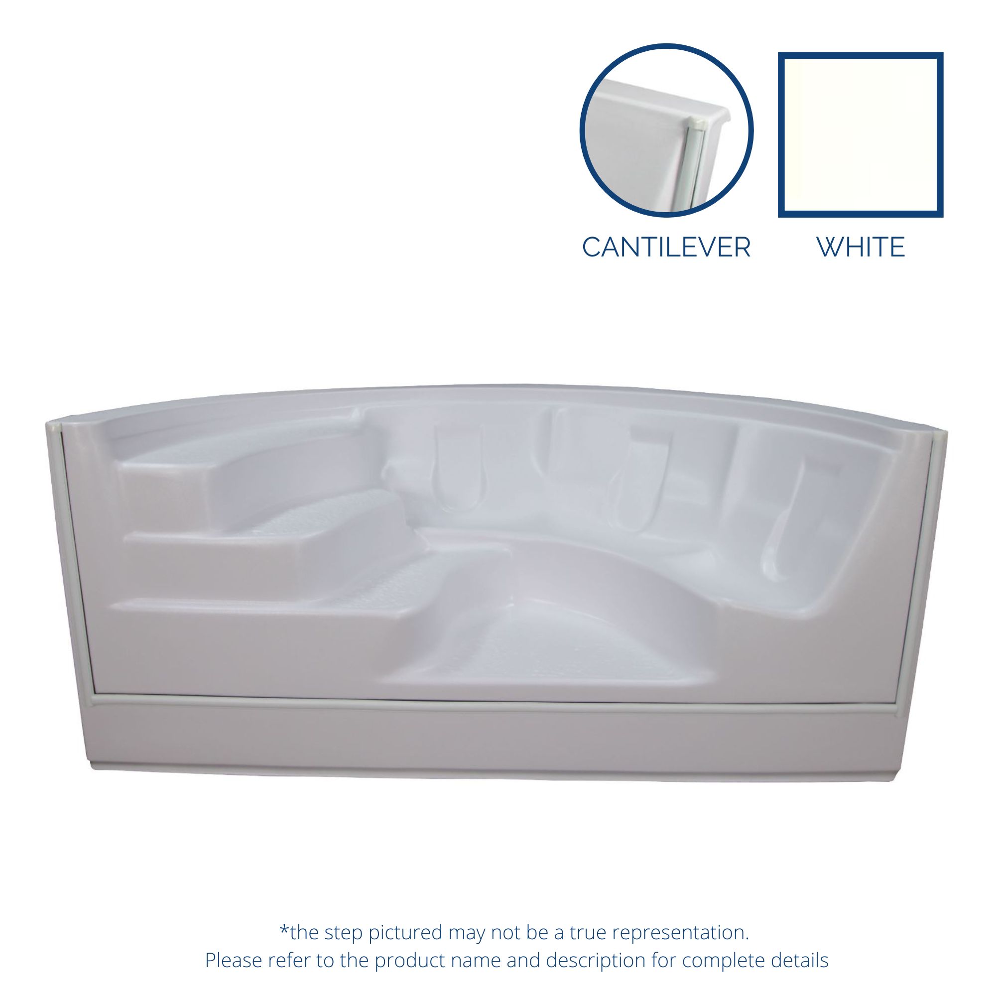 ALPS 8' Roman Swim Out Lounger Cantilever- White (No Jets)