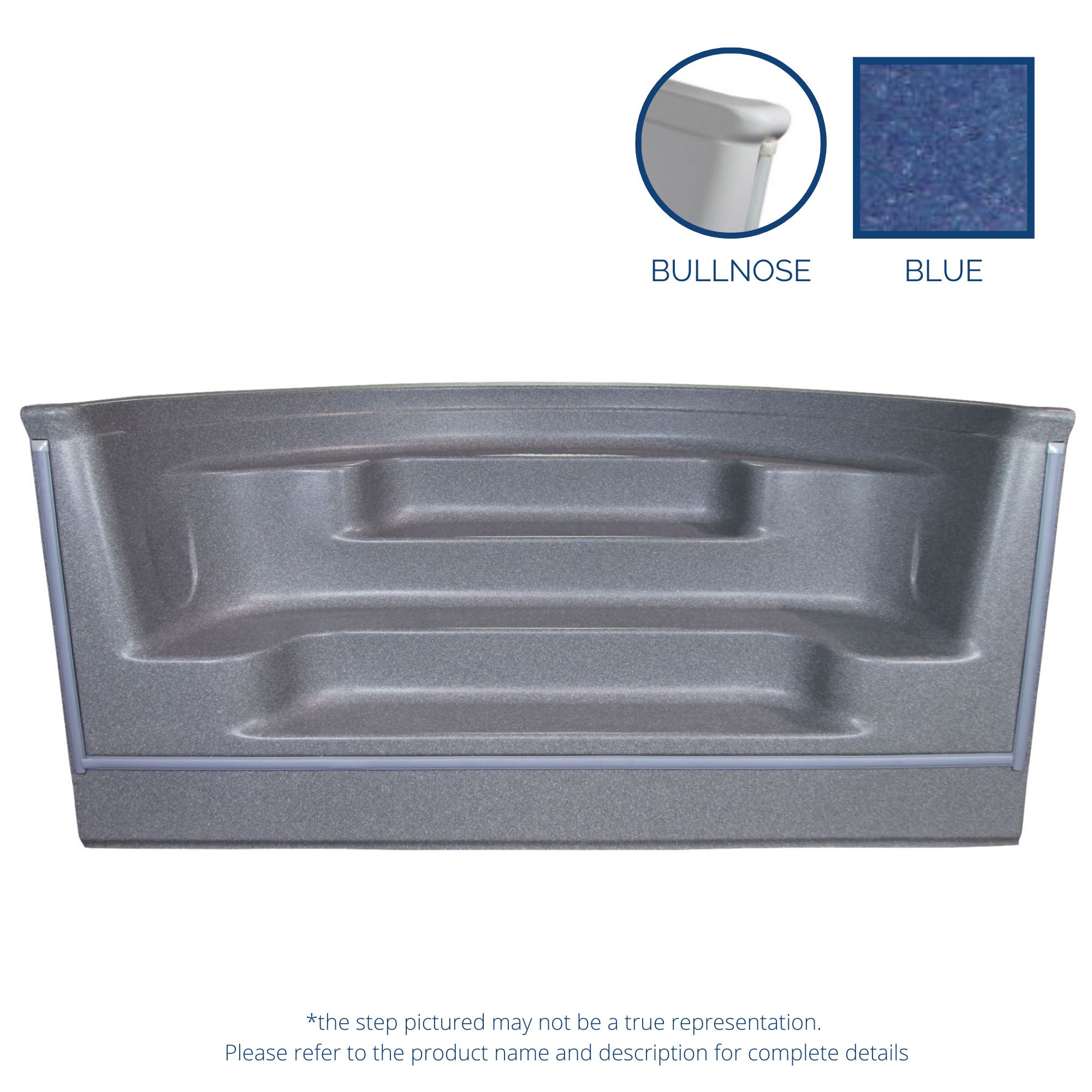 8' Straight Front Blue Granite Roman Back Step Bullnose Alps