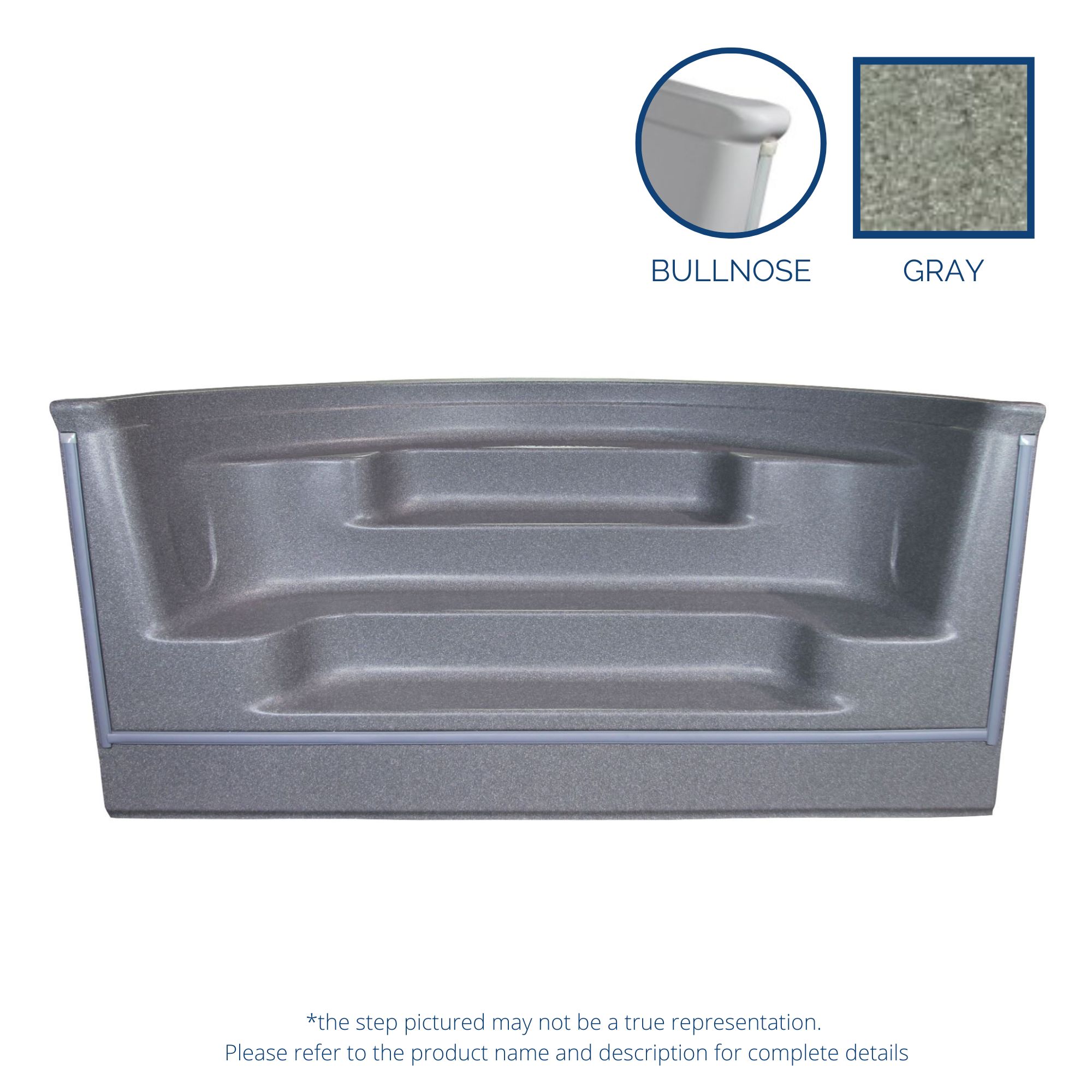 8' Straight Front Gray Granite Roman Back Step Bullnose Alps