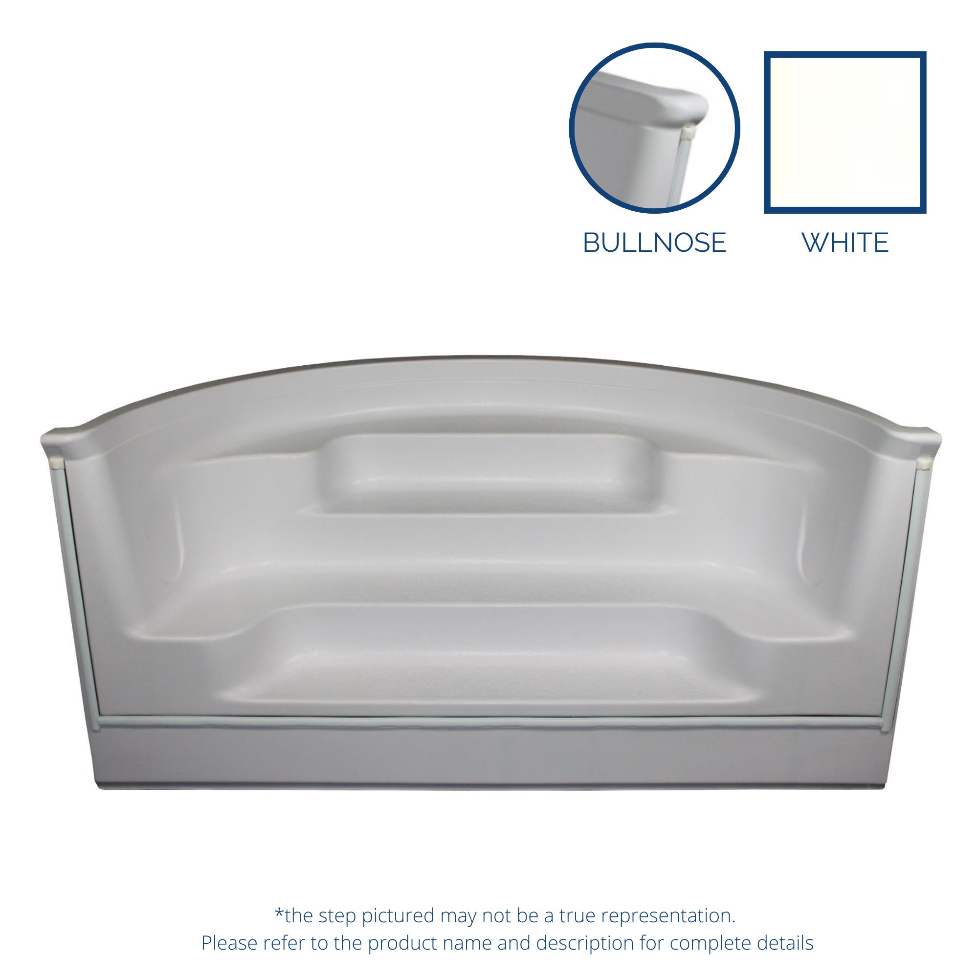 8' Straight Front White Roman Back Step Bullnose Alps
