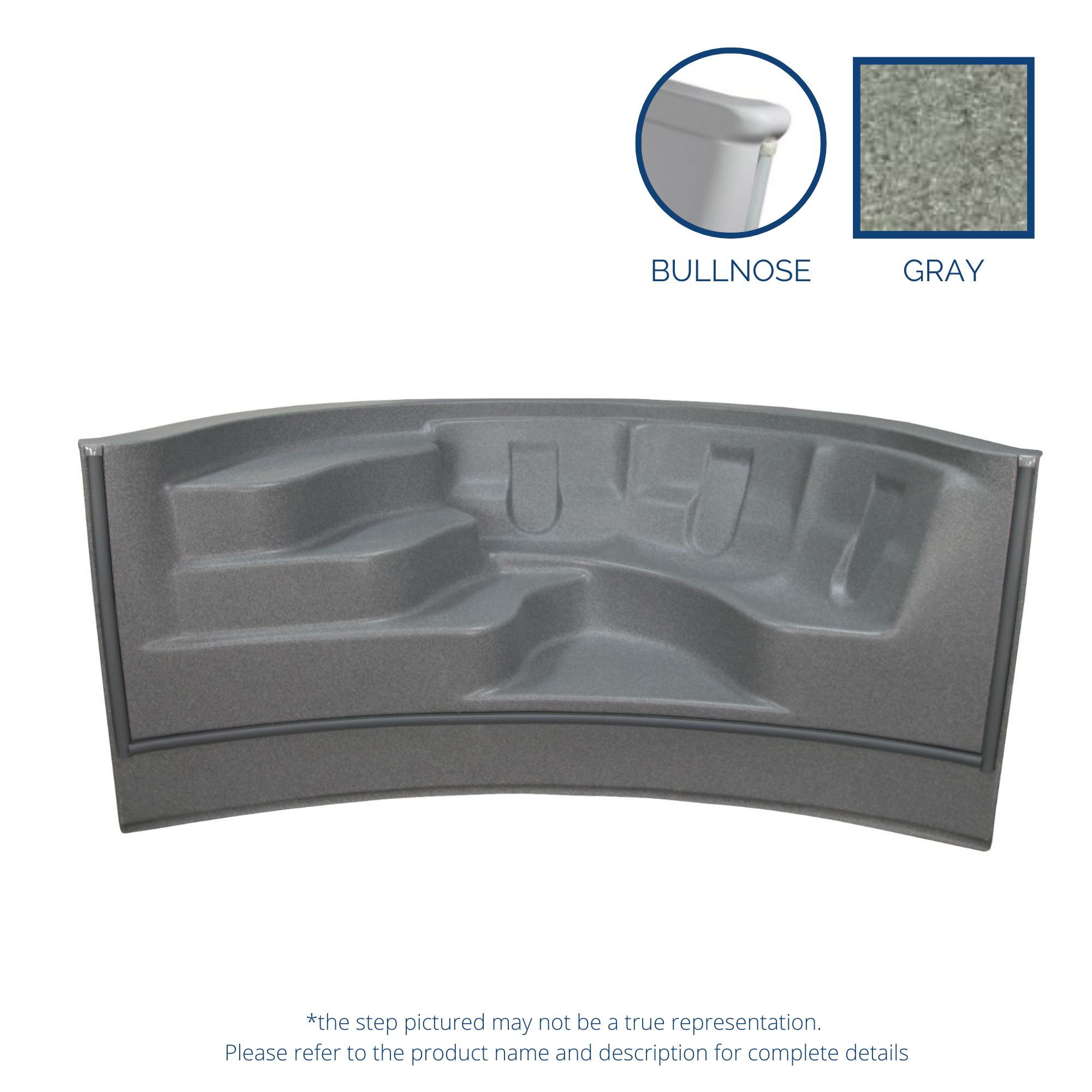 8' Roman Radius Step Swimout Bullnose Alps (No Jets) - Grey Granite