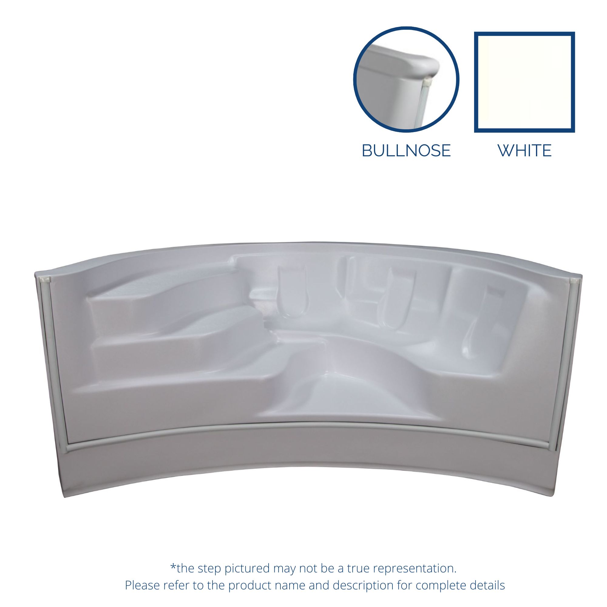 8' Roman Radius Step Swimout Bullnose Alps (No Jets) - White
