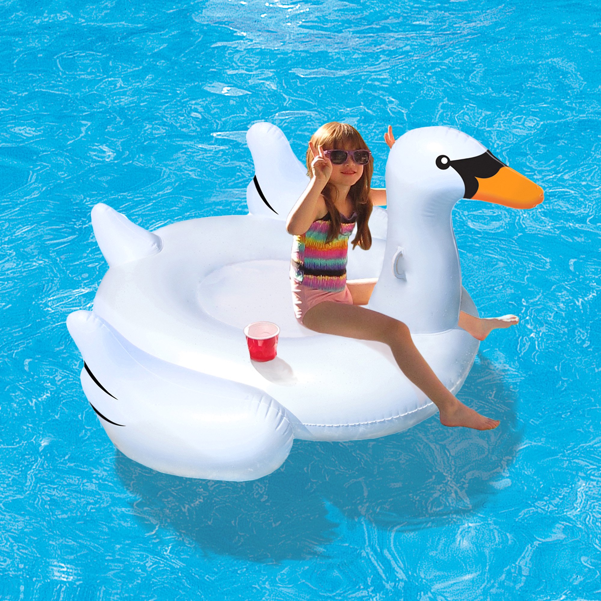 Elegant Giant Swan 73 in. Inflatable Ride-On Pool Float