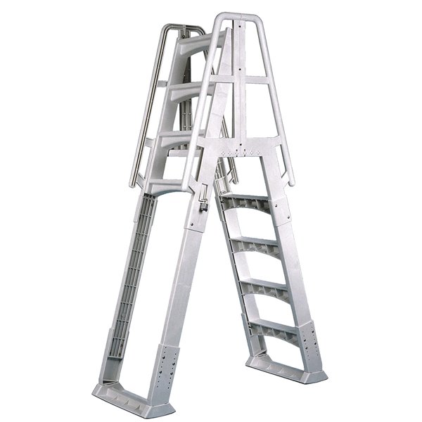Vinyl Works Slide Lock A-Frame Above Ground Pool Ladder - White