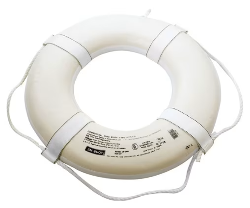 24" Coast Guard Approved Ring Buoy - White