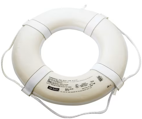 20" Coast Guard Approved Ring Buoy - White