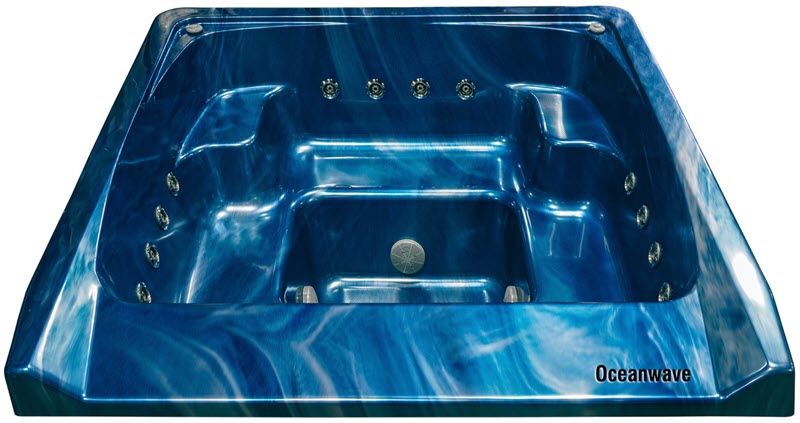 7' x 7' Square Oasis Vanishing Edge Ocean Wave Spillover Spa with 12 Jets Alps