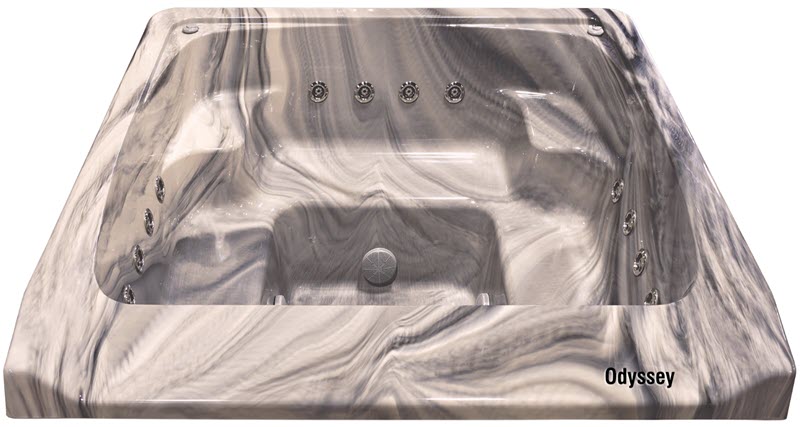 7' x 7' Square Oasis Vanishing Edge Odyssey Spillover Spa with 12 Jets Alps