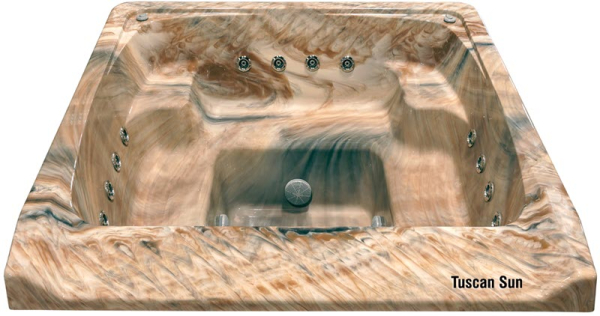 ALPS 7' x 7' Oasis Vanishing Edge Spillover Spa, 12 Jet, Tuscan Sun