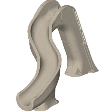 GPP Rip Tide Pool Slide - Left Turn, Sandstone w/ Light Package