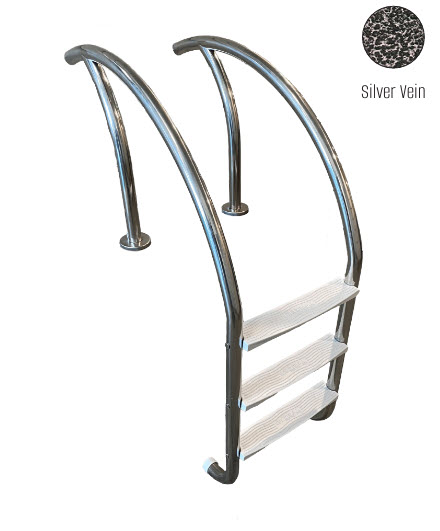 GPP - Modern Cooler 3 Step Silver Vein Ladder w/ Grey Heavy Duty Treads