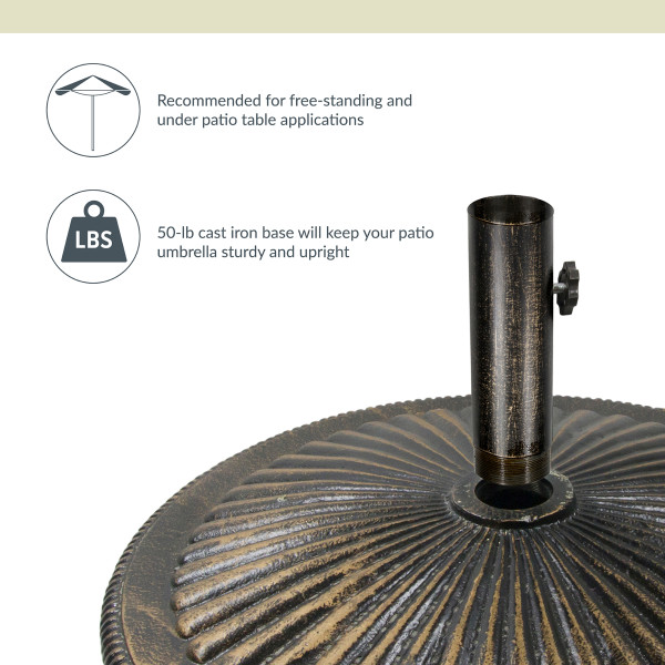 castlecreek bronze market patio umbrella base Steel (120LBS) w/ Casters - coatedsteelforstrongsupport. Hanover Concrete Patio Umbrella Base,
