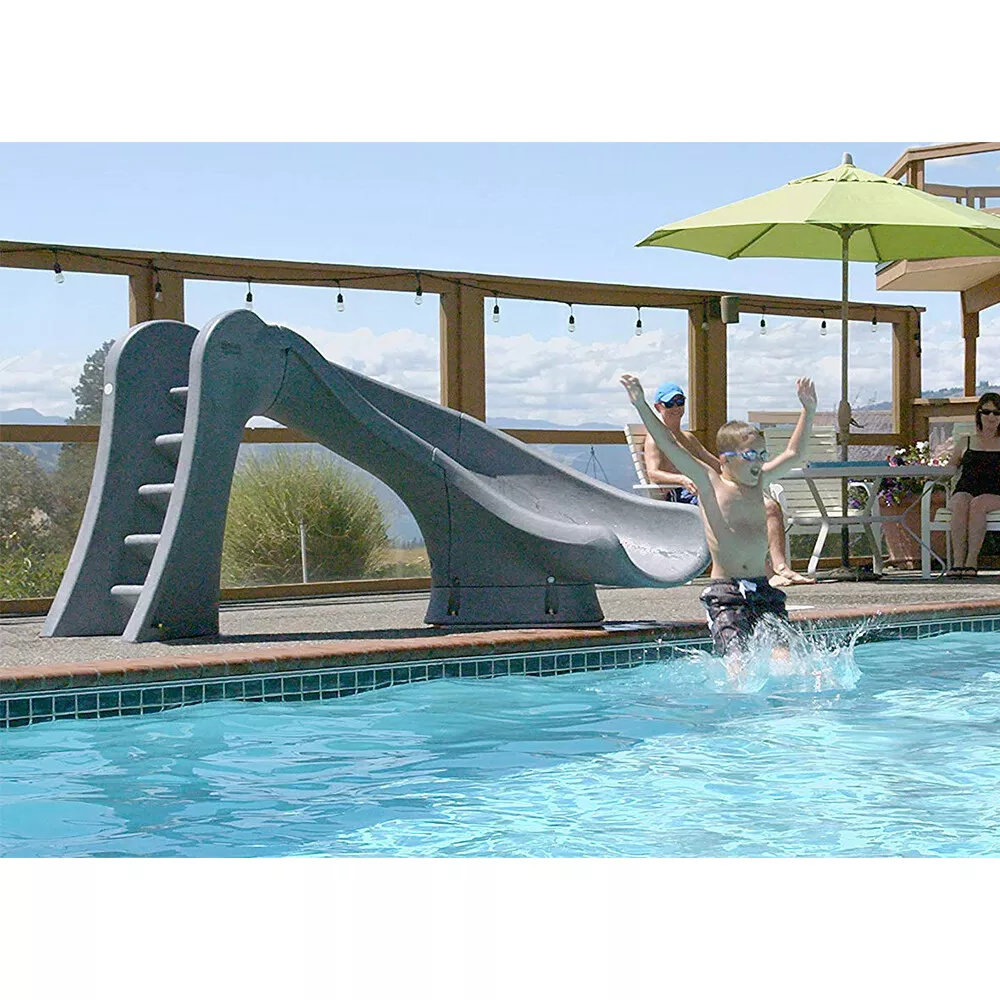 SR Smith Cyclone Pool Slide Gray Granite Royal Swimming Pools
