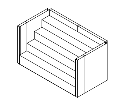 8' Wide Curved Back Steel Step, Closed Top, 52" High