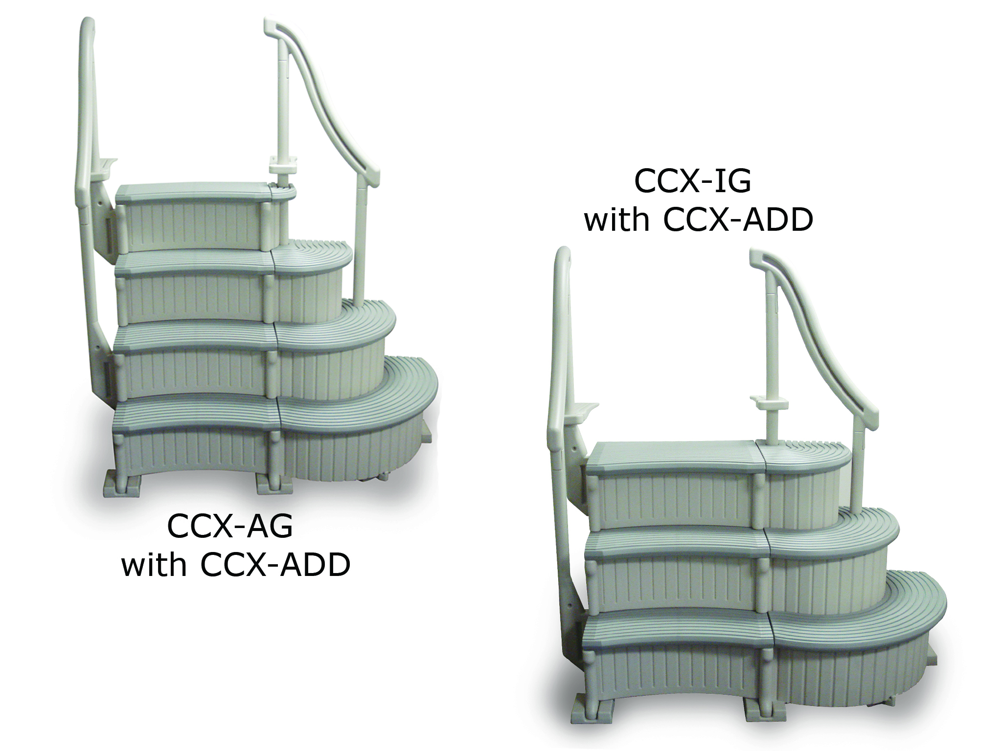 Confer In Pool Step Curved Add On Unit - Warm Grey