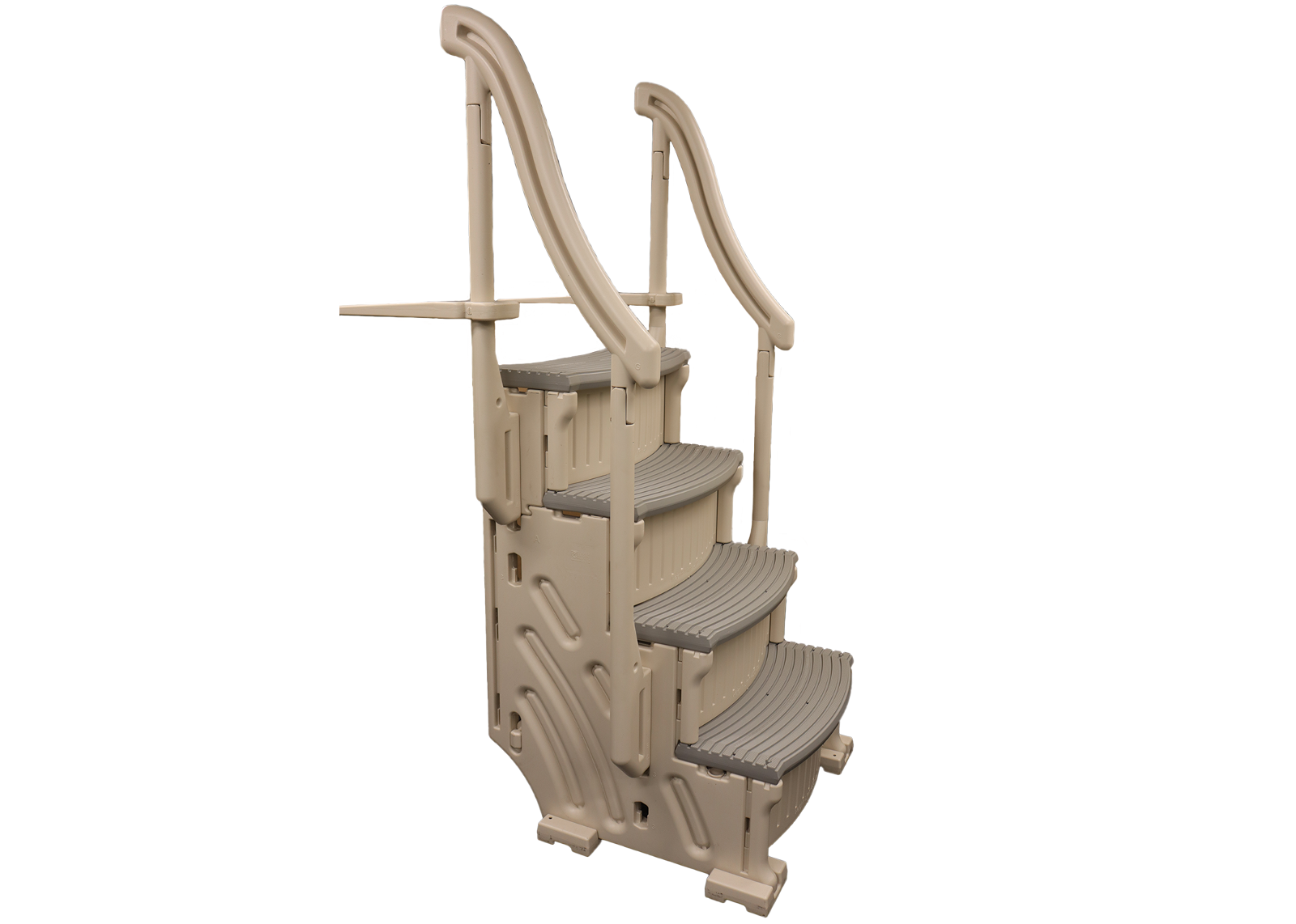 Confer Curved Above Ground 4-Step In-Pool Steps - Warm Grey