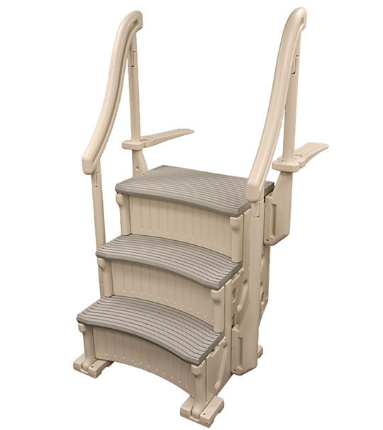 Confer Curved Inground 3-Step In-Pool Steps - Warm Grey