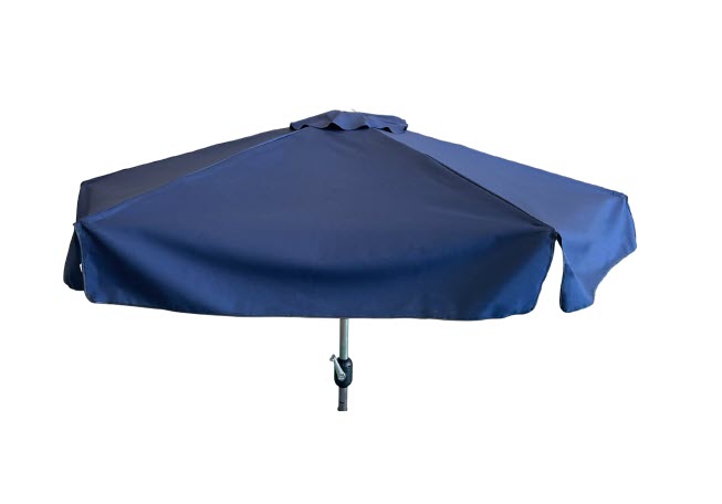 Stainless Steel Blue 7' Umbrella for Lounge Side Table