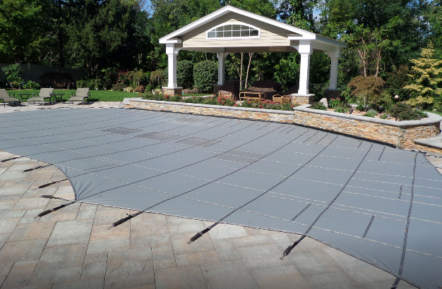 Loop-Loc 18x38 Gray Solid Safety Cover w/ Mesh Drain Panels, Rectangle