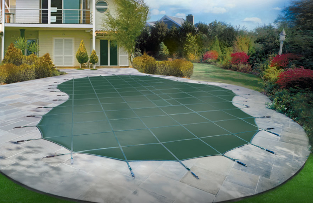 Loop-Loc 18x40 Green Solid Safety Cover w/ Auto Cover Pump, Rectangle