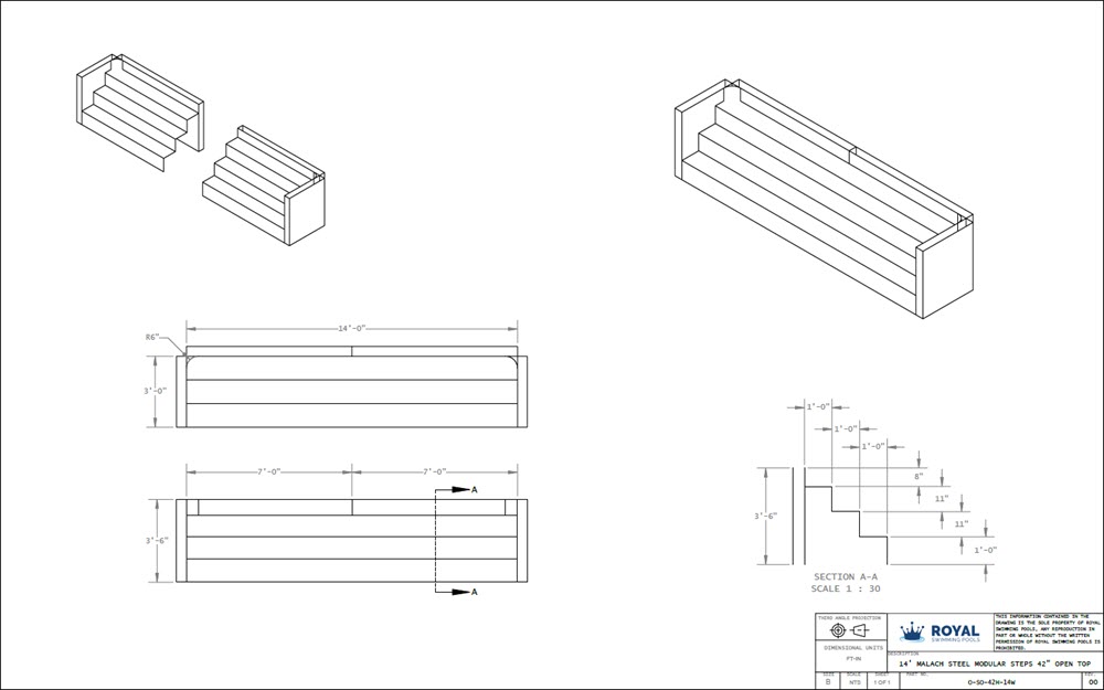 14' Malach Steel Modular Steps 42" Open Top