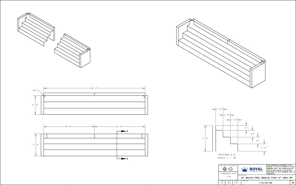 16' Malach Steel Modular Steps 42" Open Top
