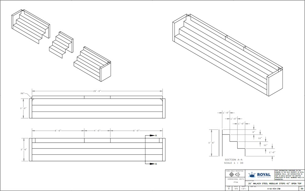 18' Malach Steel Modular Steps 42" Open Top