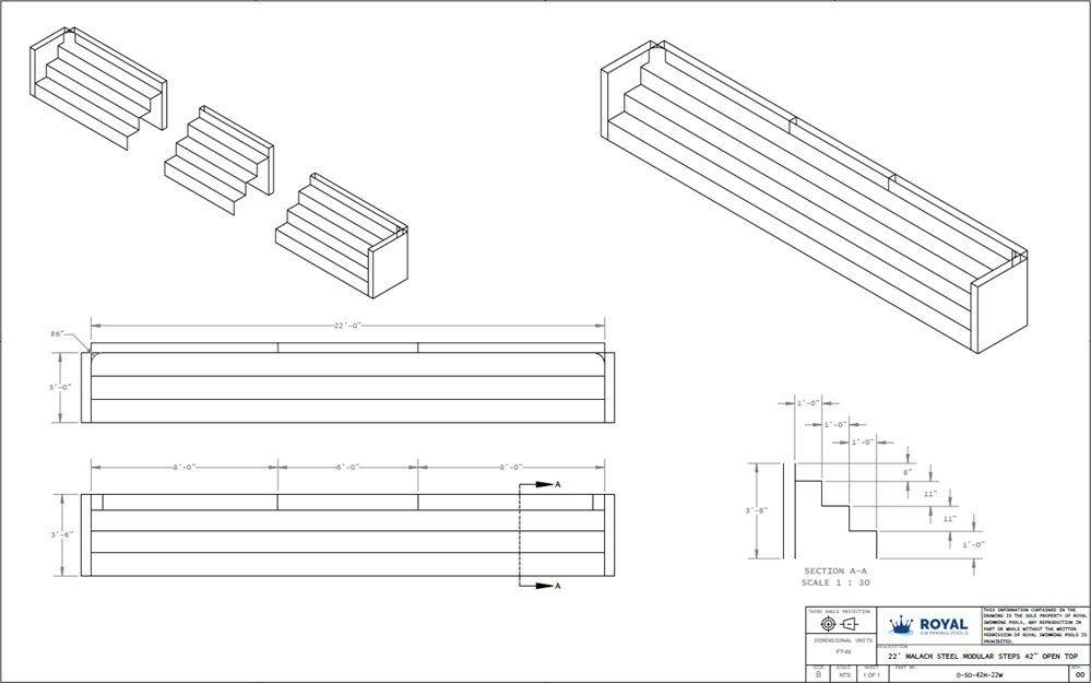 22' Malach Steel Modular Steps 42" Open Top